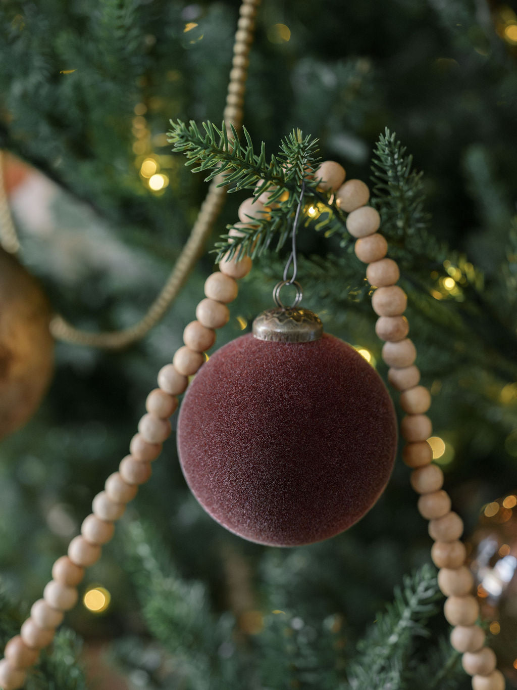 Set of 6 Flocked 3" Bordeaux Glass Ornaments for Holiday Tree Decoration, Elegant Winter Accents