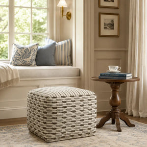 Square Handwoven Loop Ottoman Pouf