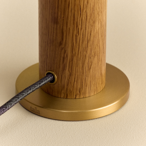 Knuckle Table Lamp in Oak + Sphere IV