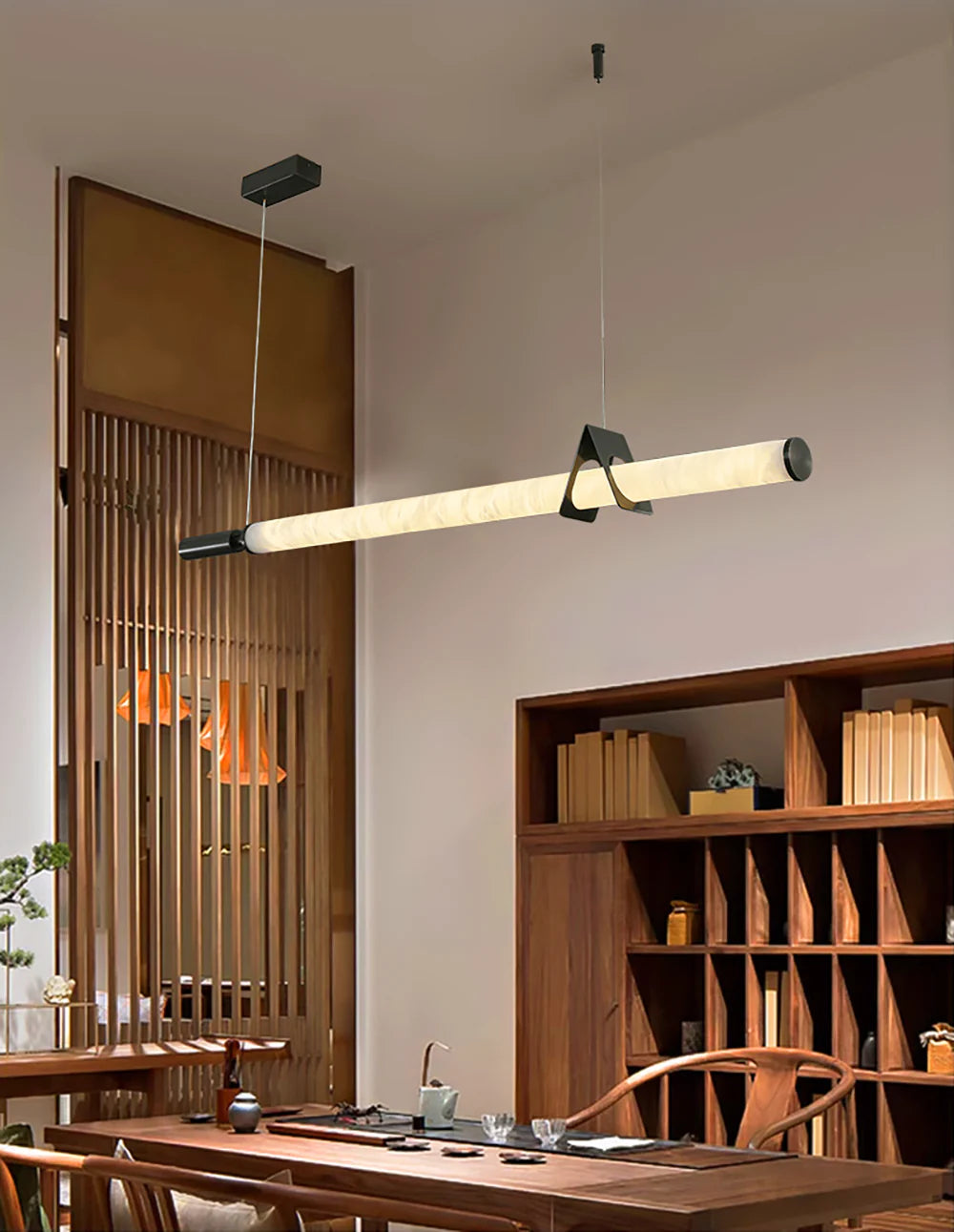 Organic Alabaster Linear Pendant Light