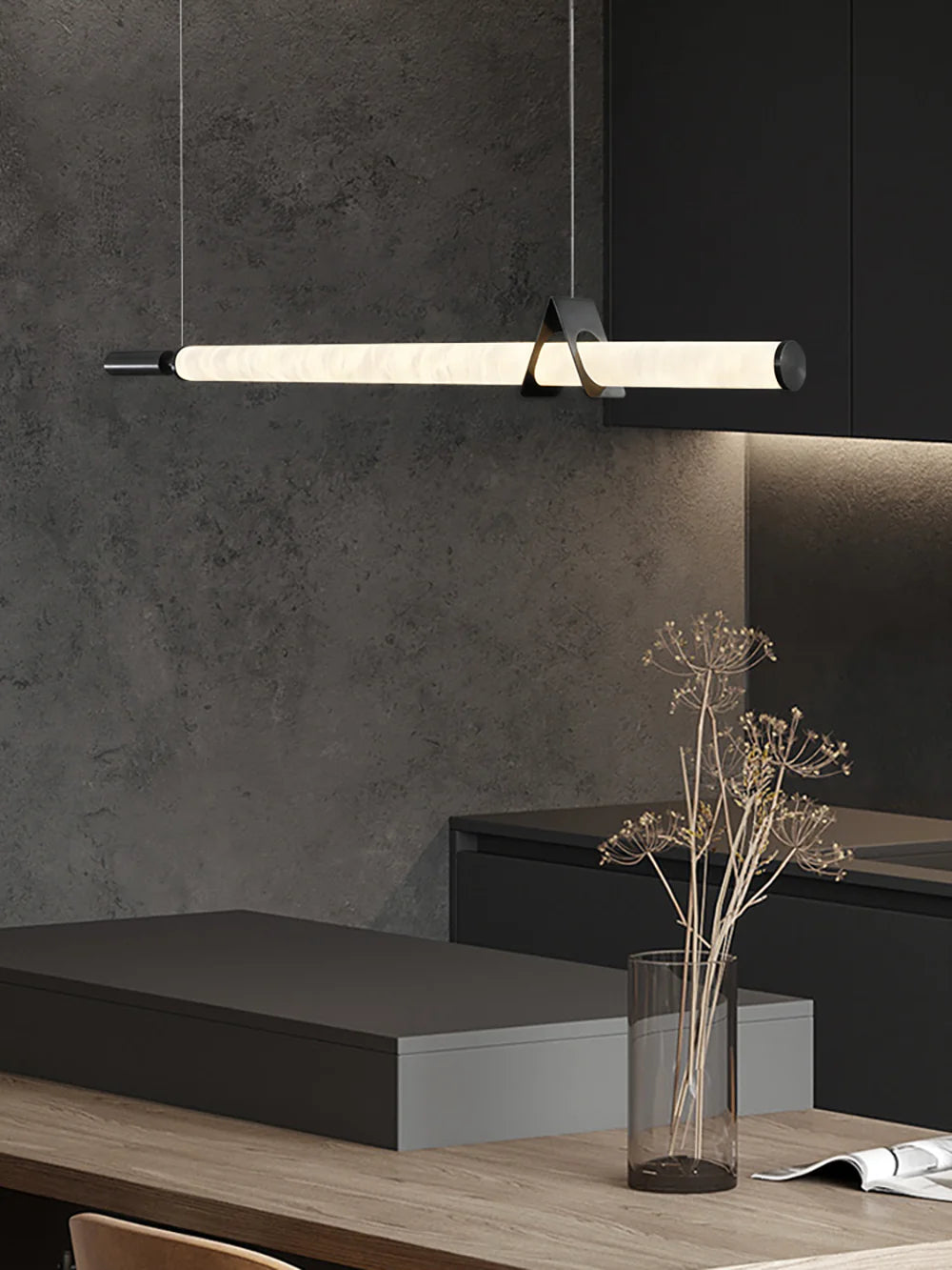 Organic Alabaster Linear Pendant Light
