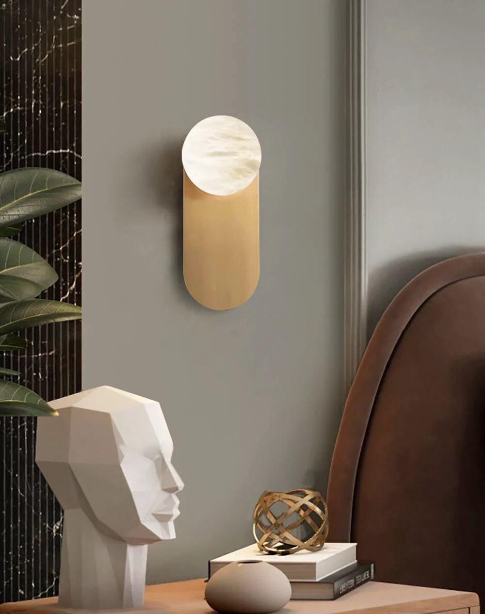 Oval Adrion Alabaster Spherical Wall Light