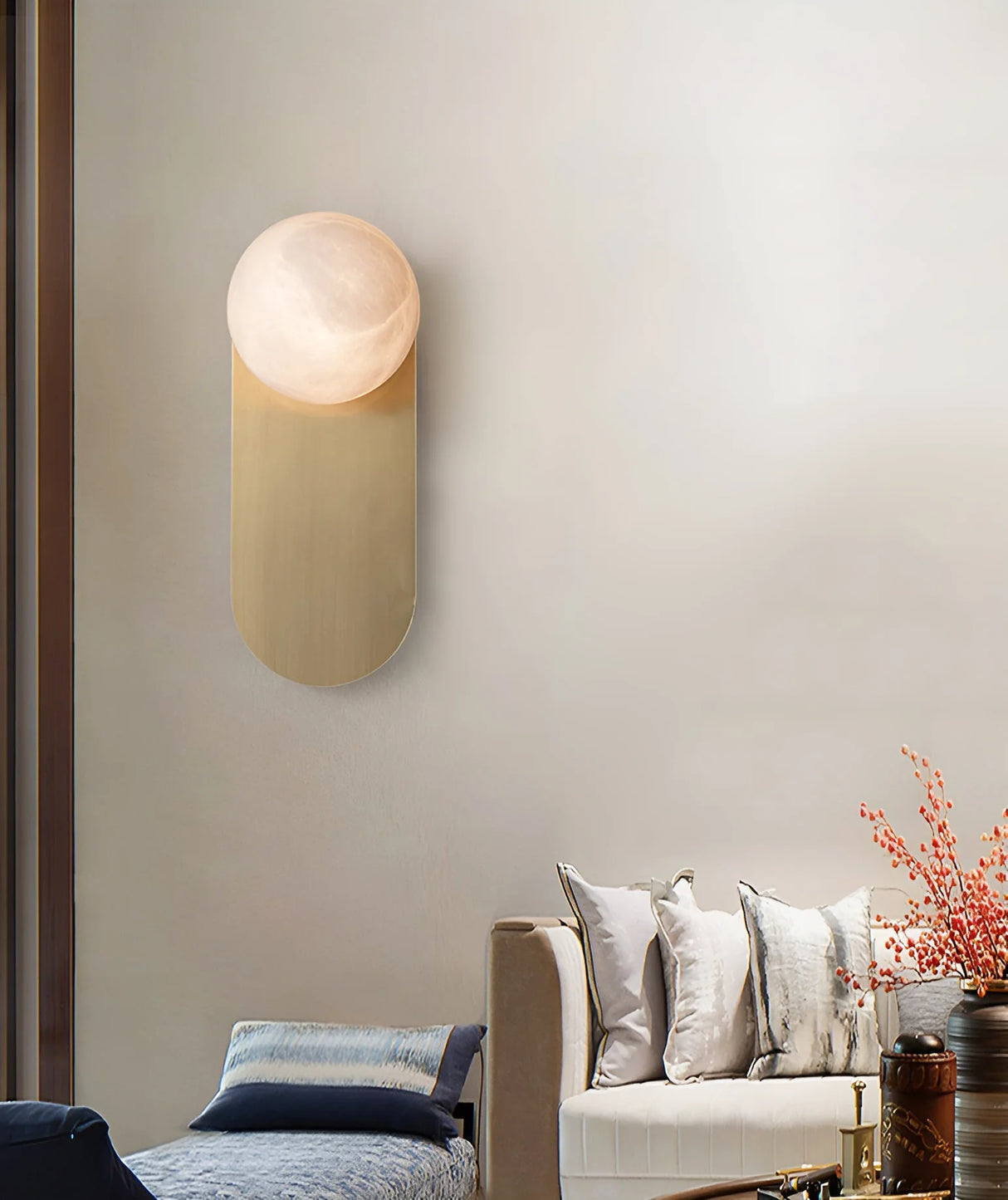 Oval Adrion Alabaster Spherical Wall Light