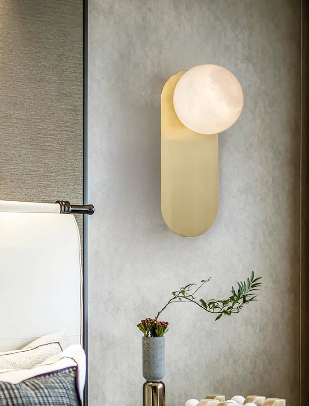 Oval Adrion Alabaster Spherical Wall Light