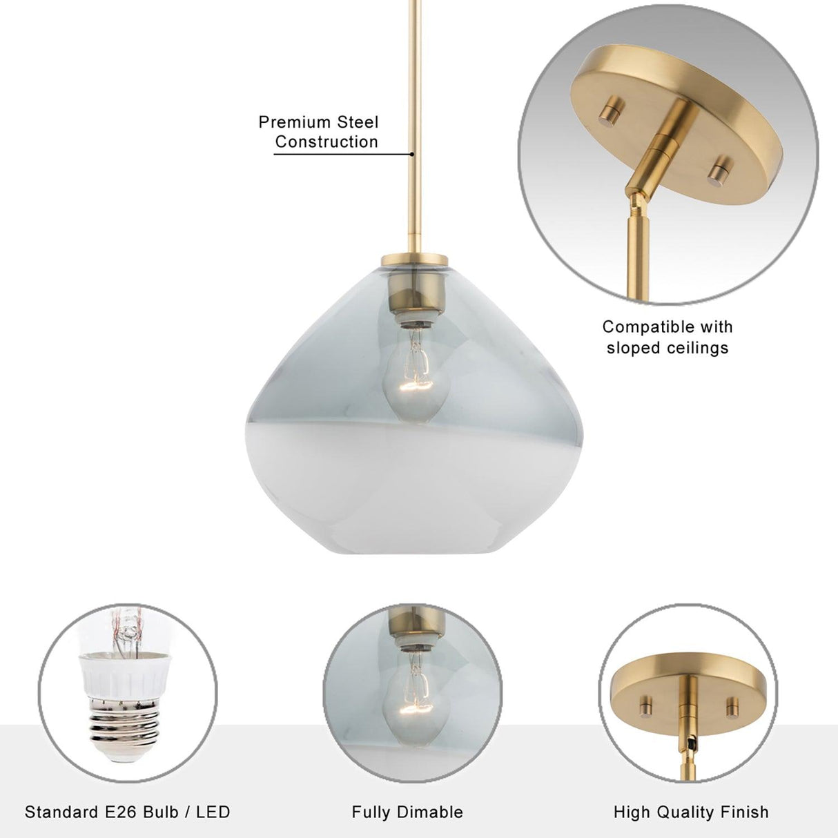 Pheobe 1-light Modern Handblown Glass Island Pendant Light