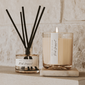 Pink Grapefruit Soy Candle - Tinted Glass Jar - 12 oz