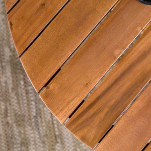 Prenton Modern Slat-Top Patio Round Dining Table