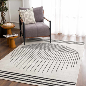 Angus Abstract Black and White Area Rug