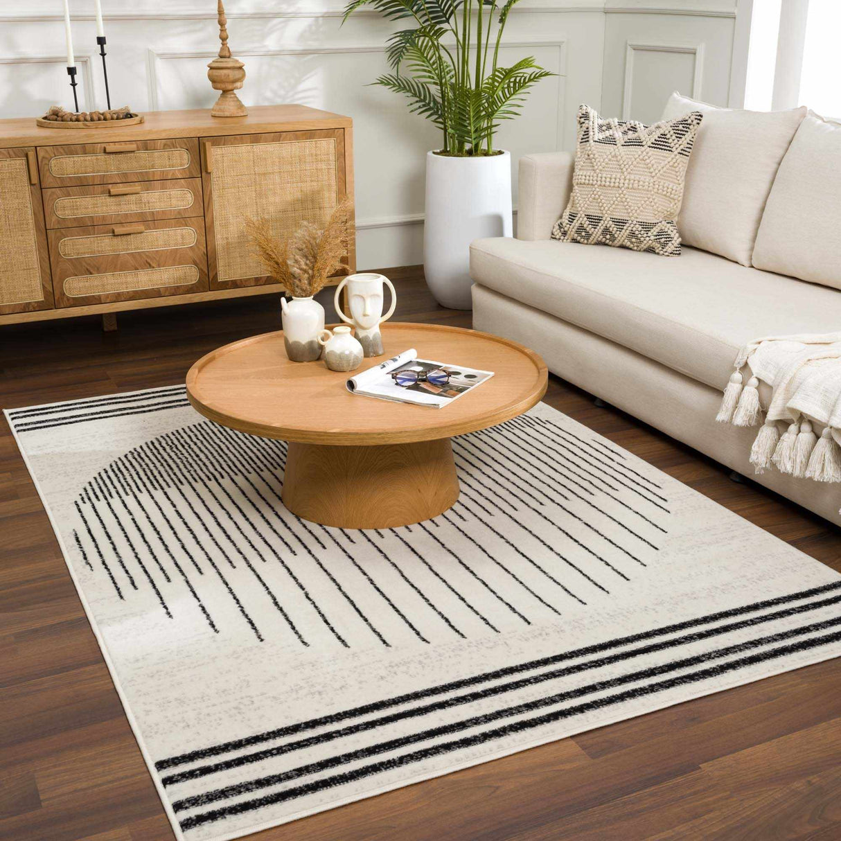 Angus Abstract Black and White Area Rug