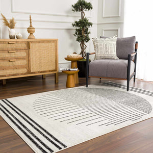 Angus Abstract Black and White Area Rug