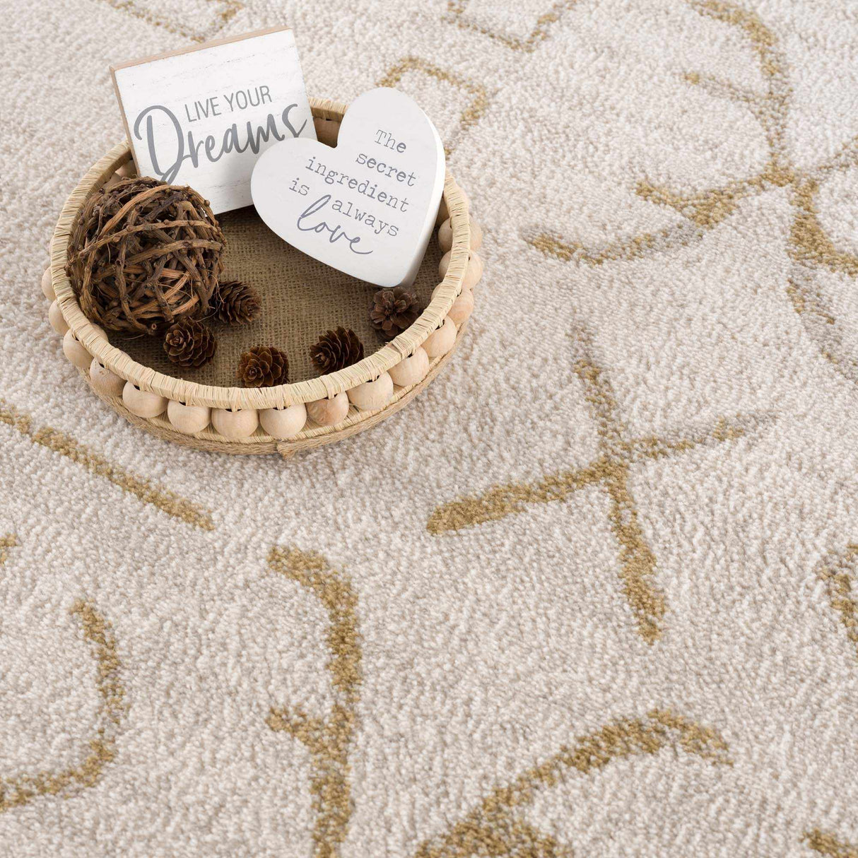 Azzan Cream & Gold Area Rug - Clearance