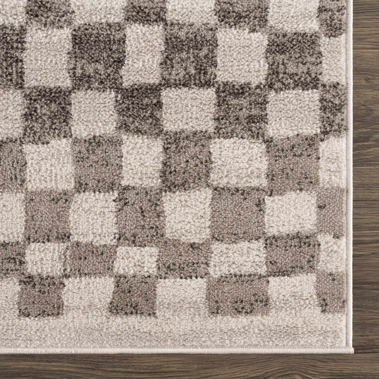Benjy Beige Checkered Area Rug