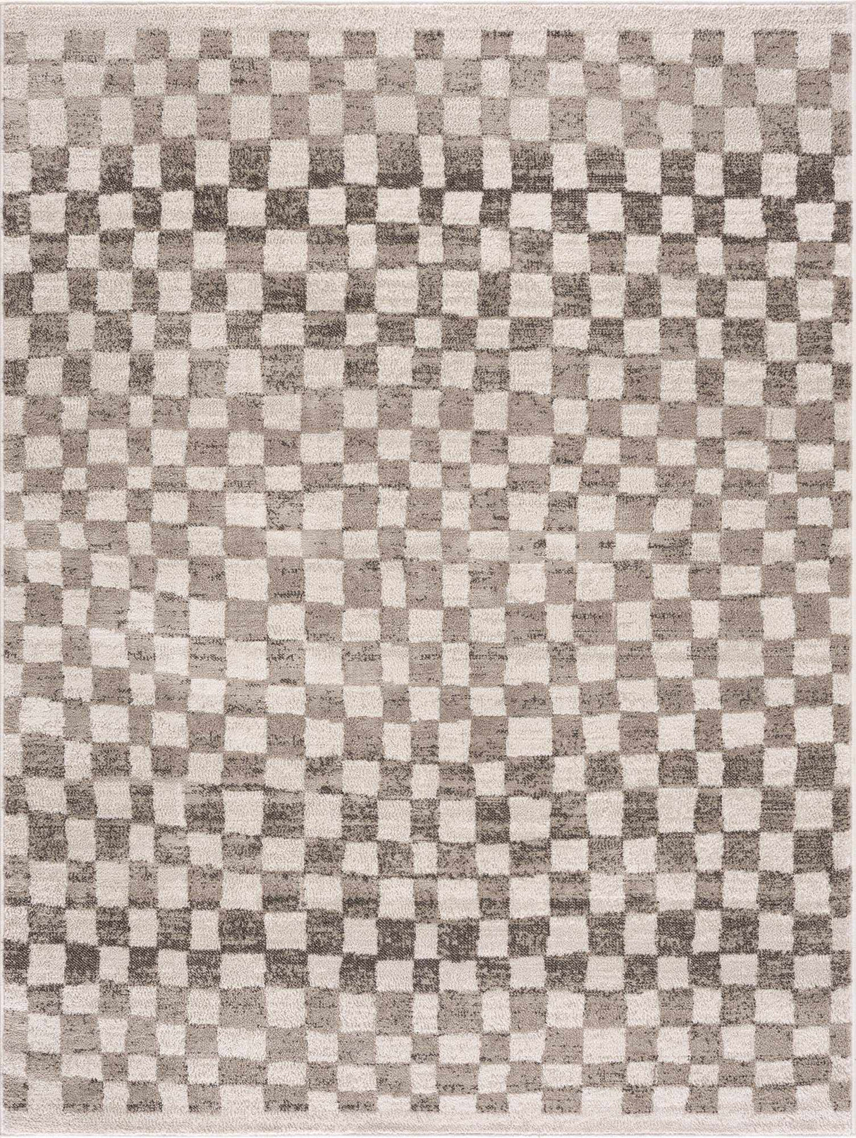 Benjy Beige Checkered Area Rug
