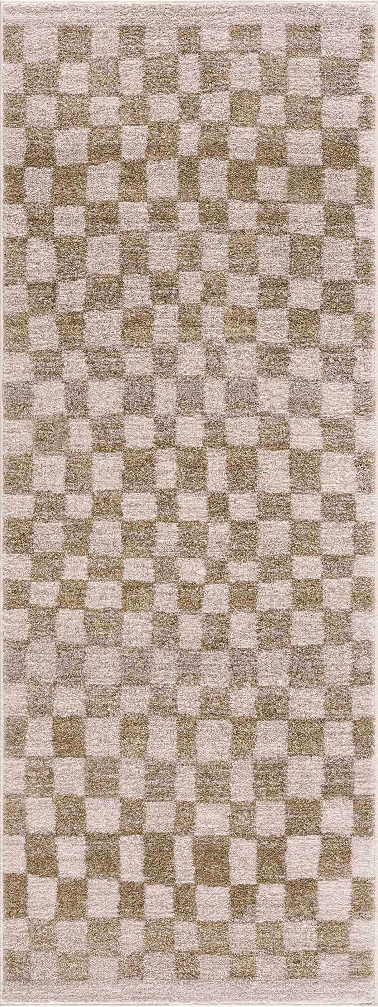 Benjy Cream & Gold Checkered Area Rug