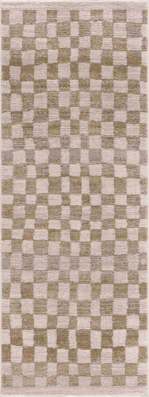 Benjy Cream & Gold Checkered Area Rug