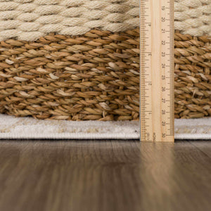 Benjy Cream & Gold Checkered Area Rug