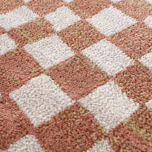 Benjy Cream & Salmon Checkered Area Rug