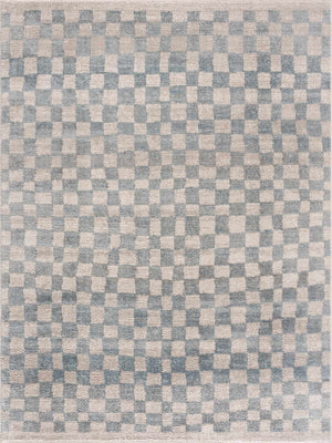 Benjy Cream & Light Blue Checkered Area Rug
