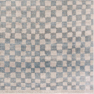 Benjy Cream & Light Blue Checkered Area Rug