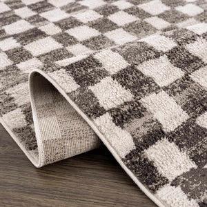 Benjy Cream & Charcoal Checkered Area Rug