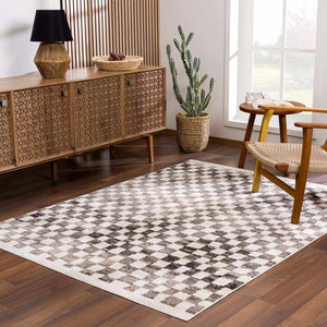 Benjy Cream & Charcoal Checkered Area Rug