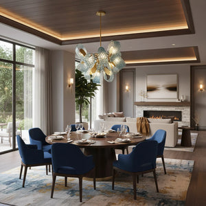 Petal Blue Glass Chandelier