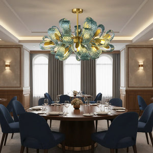 Petal Blue Glass Chandelier