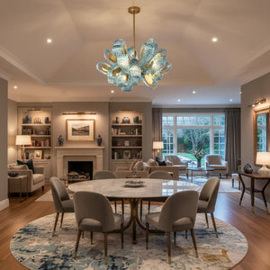 Petal Blue Glass Chandelier