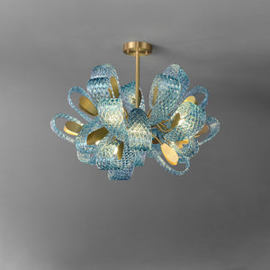 Petal Blue Glass Chandelier