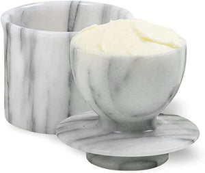 Seraphina Marble Butter Jar, 4"D x 4.5"H