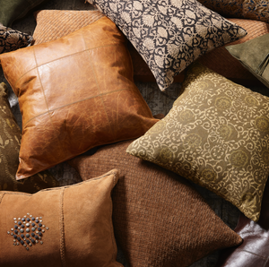 Divya Leather Pillow 22" x 22" - Cognac