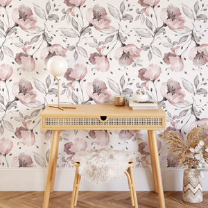 Pink Vintage Flowers Wallpaper