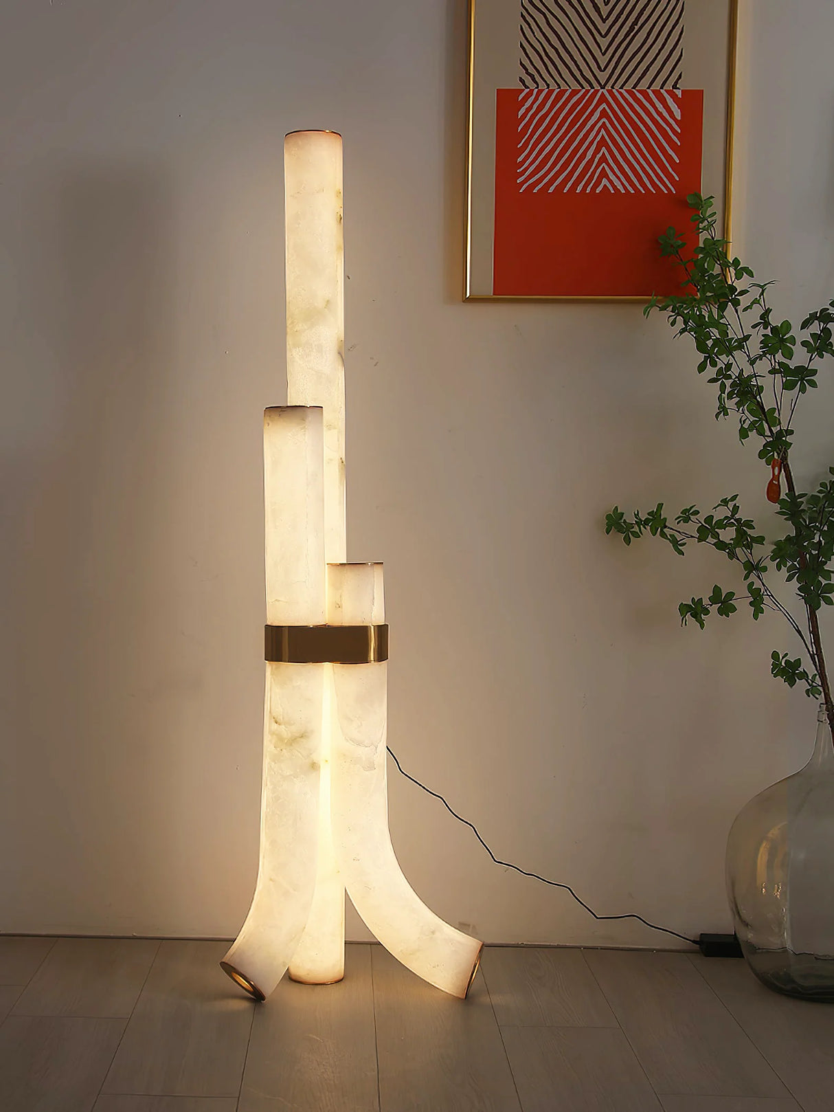 Piped Alabaster Floor Lamp