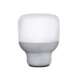 Smooth Lamp in Opaque Glass with Stone Base