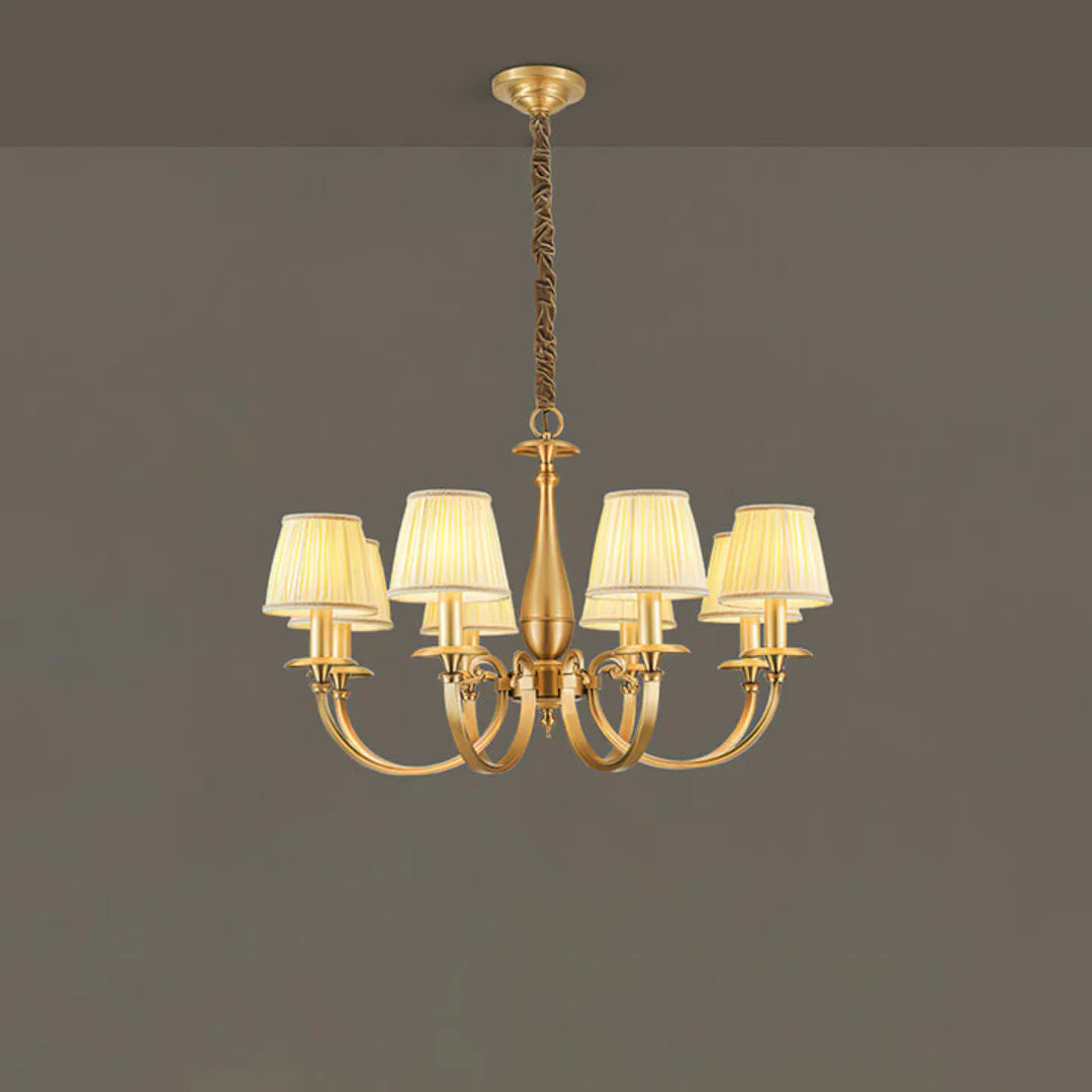 Pleated Brass Chandelier
