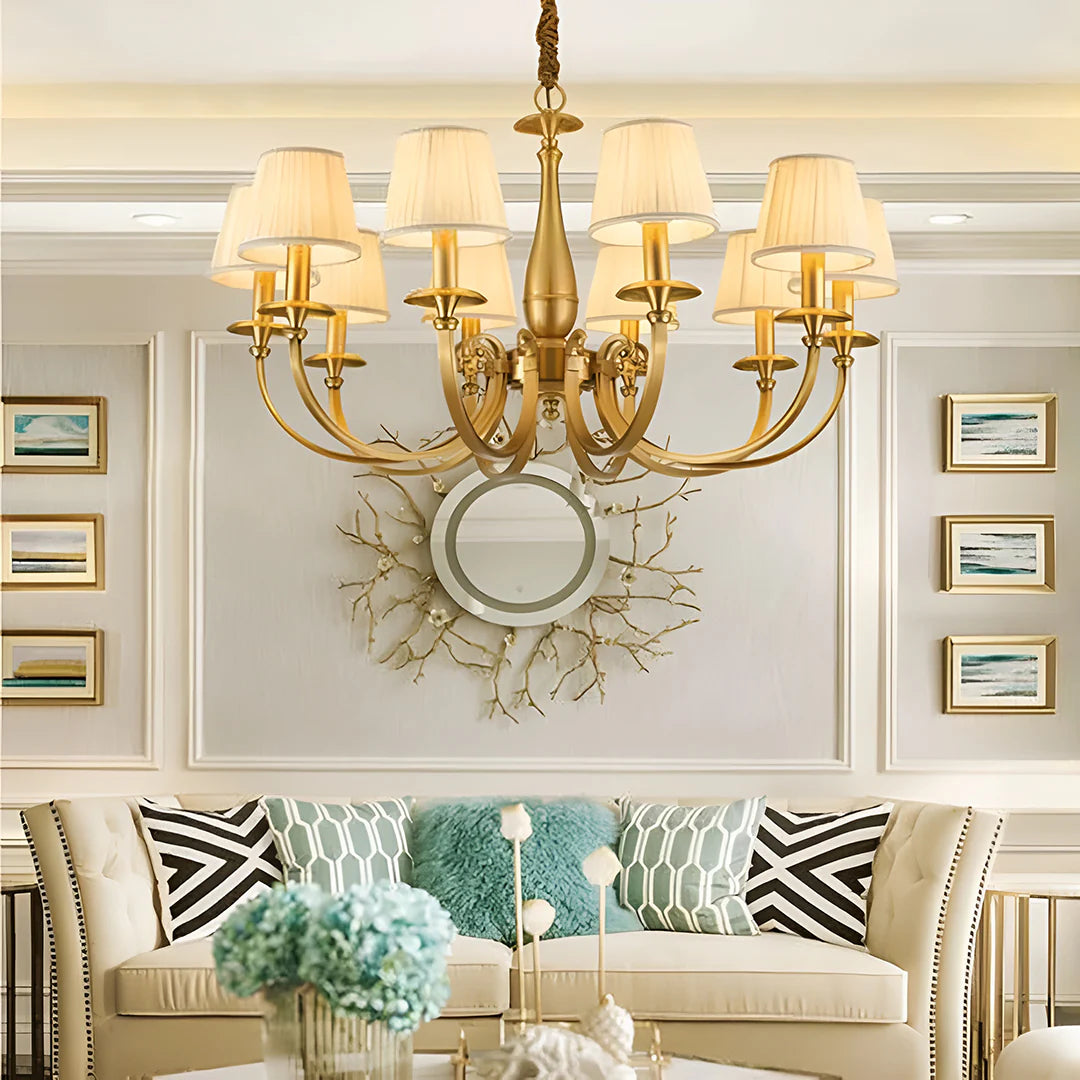 Pleated Brass Chandelier