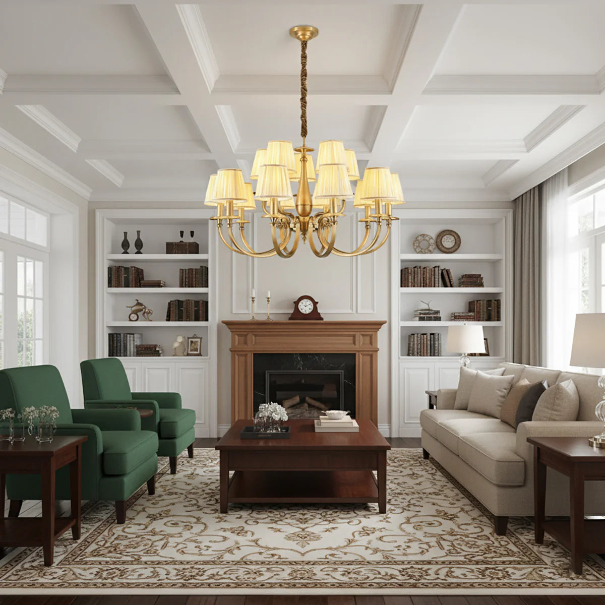 Pleated Brass Chandelier