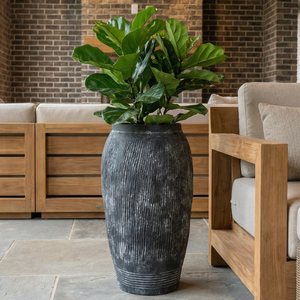 Pompeii Colossus, Fiber Clay Vessel in Weathered Black 11"D x 20"H