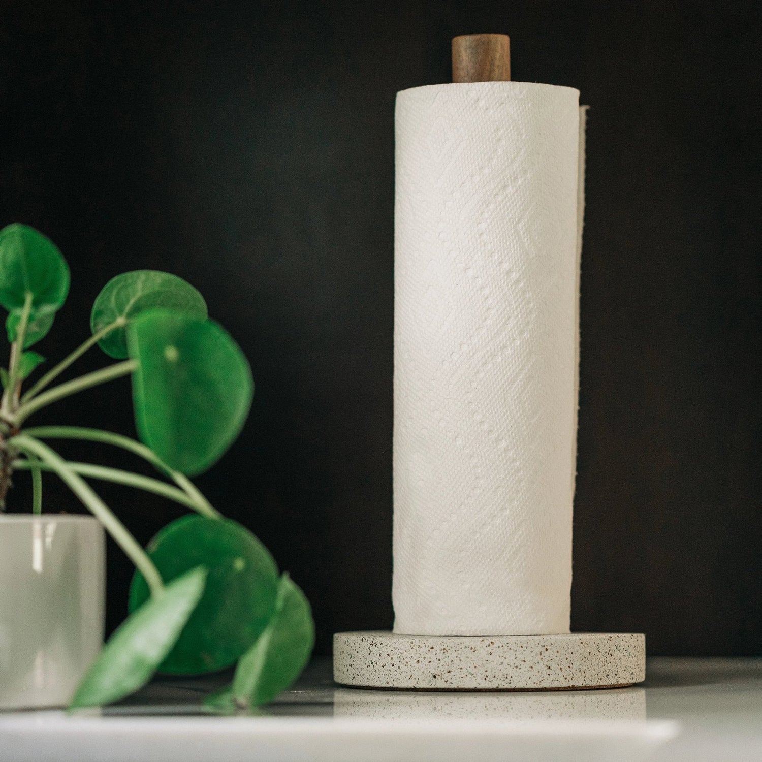 Paper Towel Holder | White Terrazzo