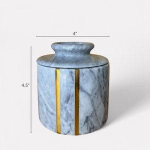 Seraphina Marble Butter Jar, 4"D x 4.5"H