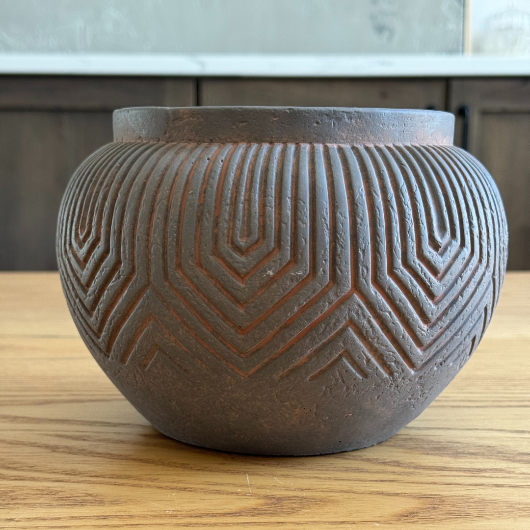 Linden Concrete Vessel in Rustic Umber, 8"D X 6"H