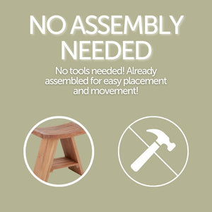 Siena Natural Teak Shower and Bath Stool with Curved Seat and Shelf