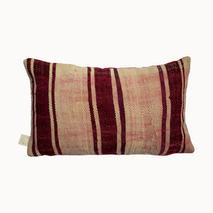 Reversible Woven and Velvet Lumbar Pillow
