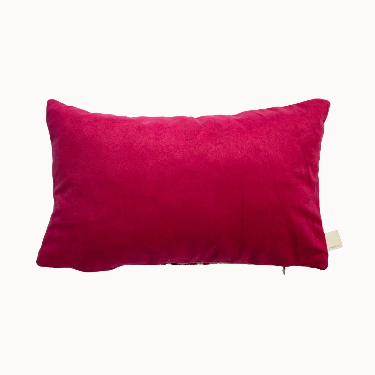 Reversible Woven and Velvet Lumbar Pillow