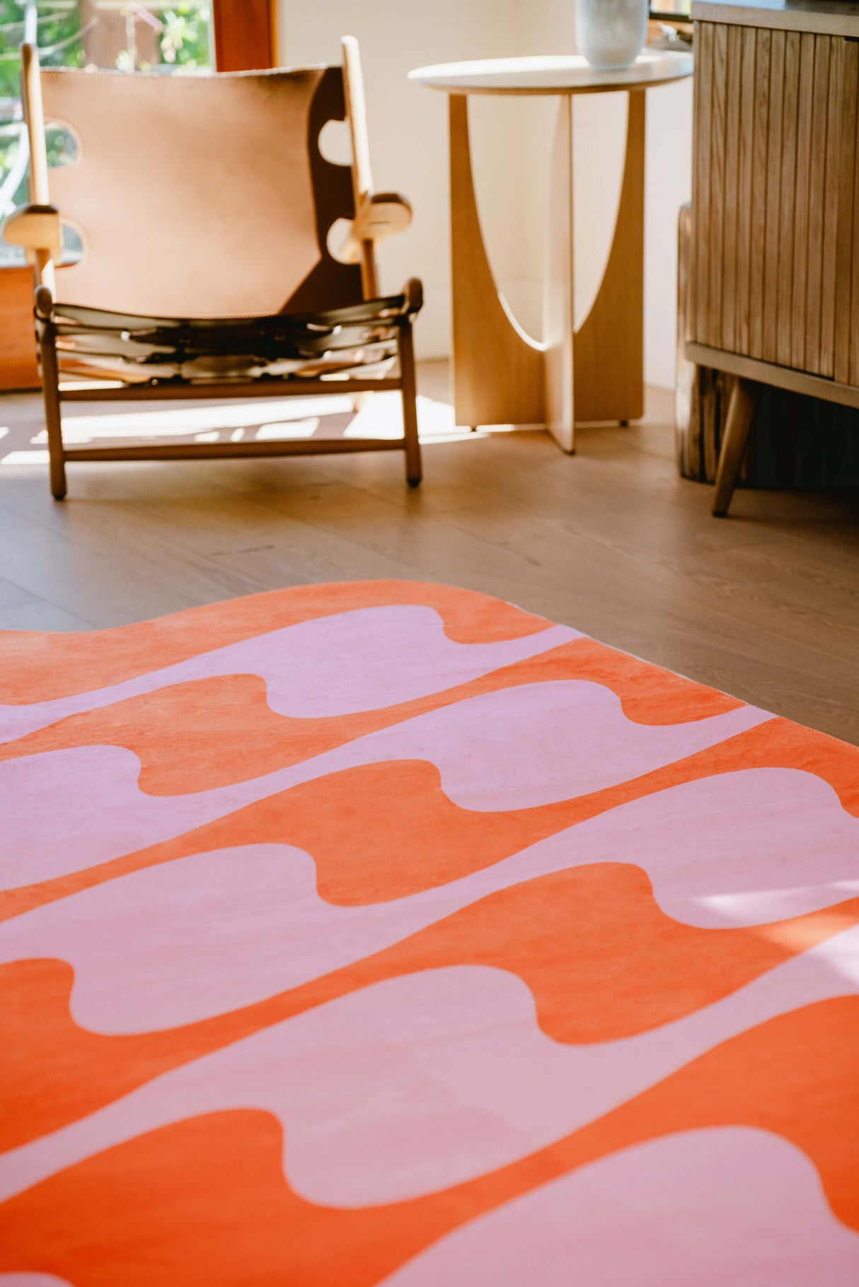 Pastel Irregular Shaped Wavy Rug by Johann Banta