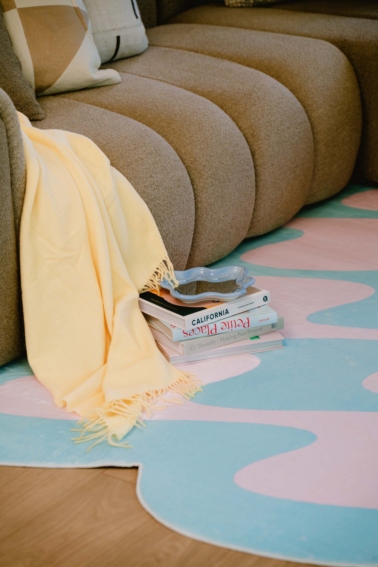 Pastel Irregular Shaped Wavy Rug by Johann Banta