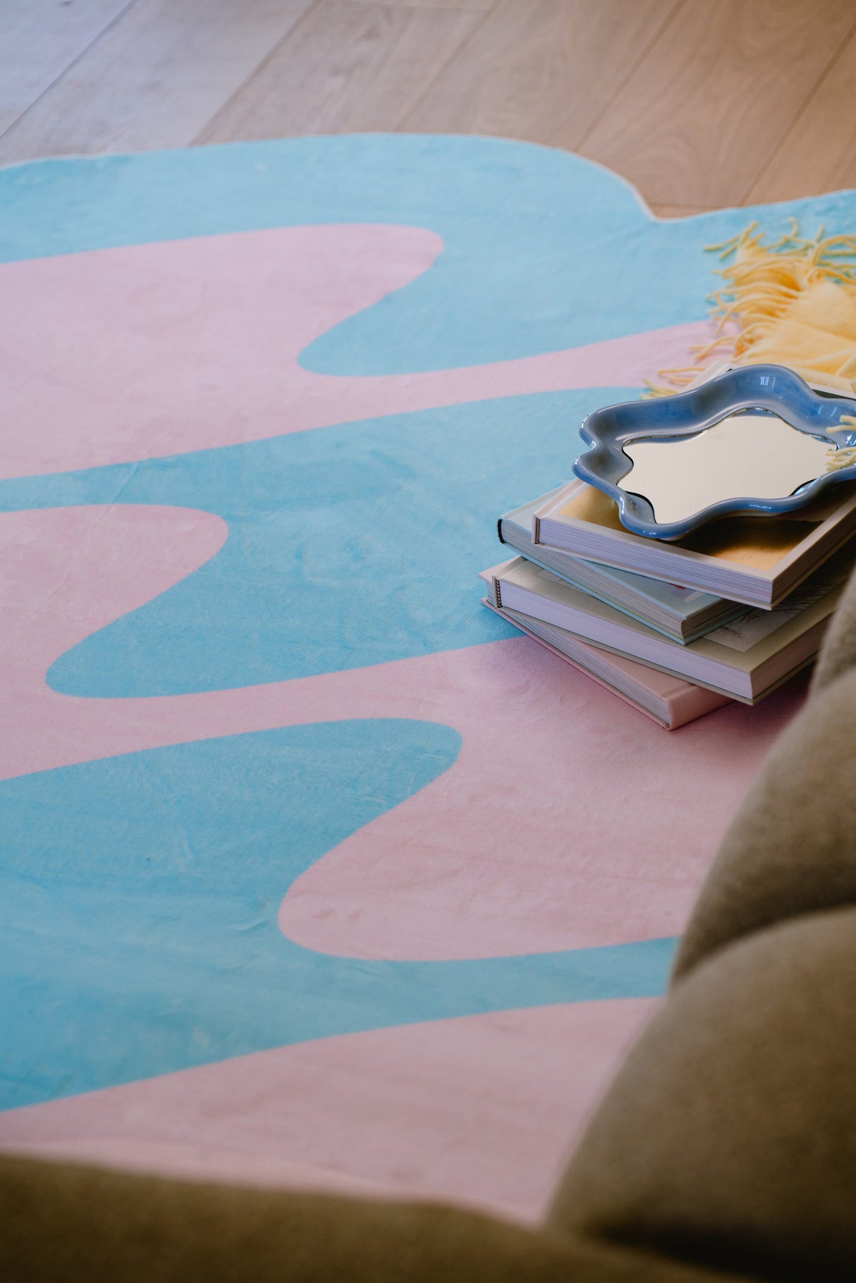 Pastel Irregular Shaped Wavy Rug by Johann Banta