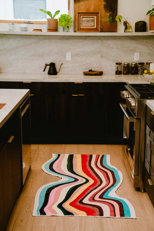 Irregular Shaped Multicolor Contour Runner Rug
