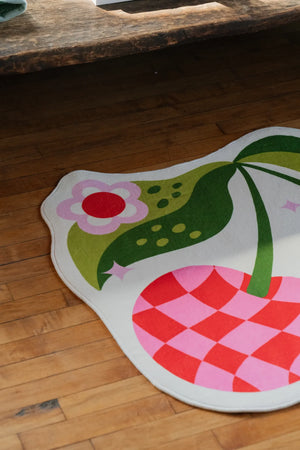 Irregular Pink and Red Checkered Cherry Rug by Jessica Miller