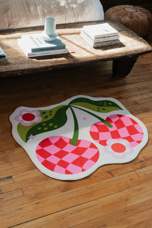 Irregular Pink and Red Checkered Cherry Rug by Jessica Miller